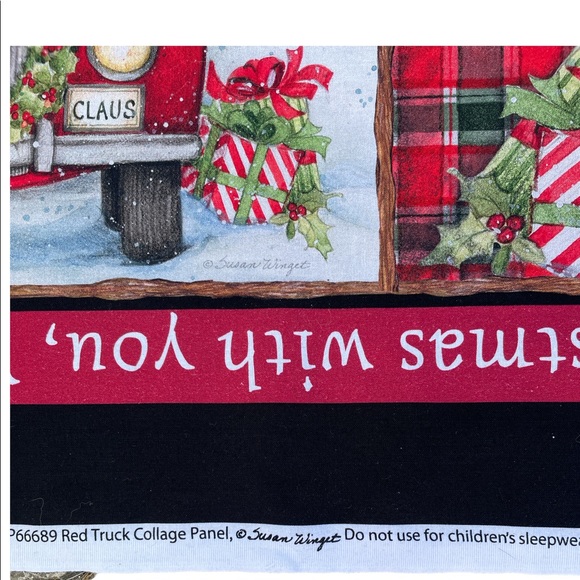 Christmas Fabric Red Truck Collage Craft Panel - 36 x 44 inches - Picture 5 of 11